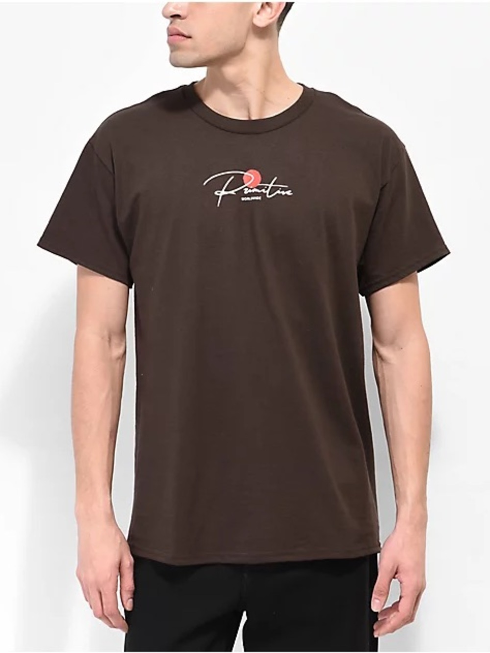 Primitive Ginza Cat Brown Crewneck Graphic Tee